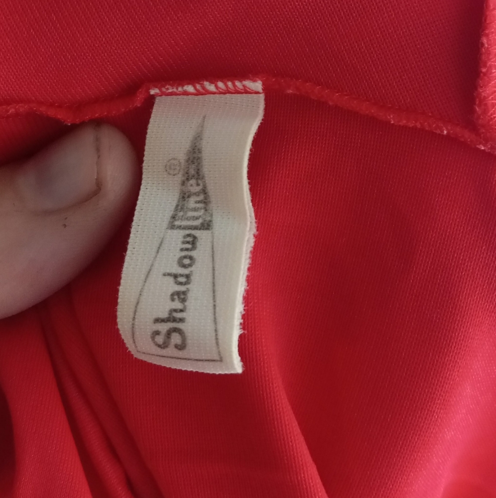 Vintage Red Shadowline maxi with ruffled trim and empire waist lace trim - Picture 3 of 6